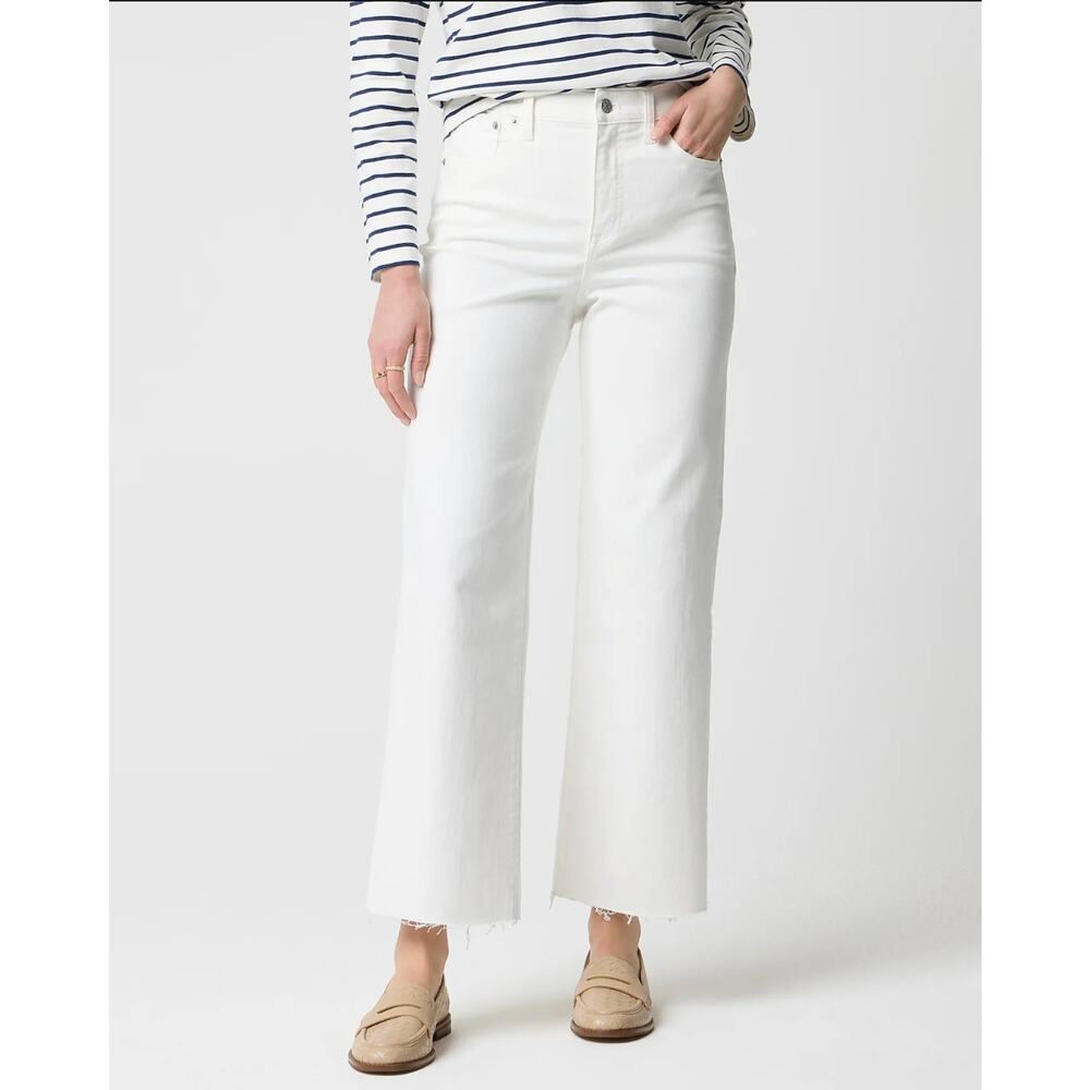 NWT J. Crew Wide Leg Cropped Jean White Denim All Day Stretch 29